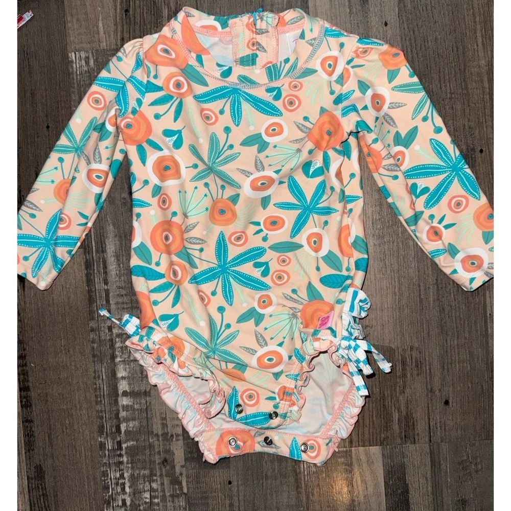 RuffleButts floral one piece rash guard 18-24 months